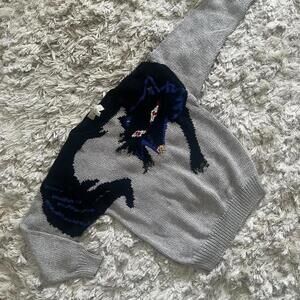 Vintage Viti grey & black angora fox face animal sweater Size M